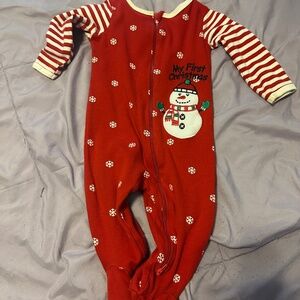 HOLIDAY TIME 6-9MONTHS RED AND WHITE "MY FIRST CHRISTMAS"